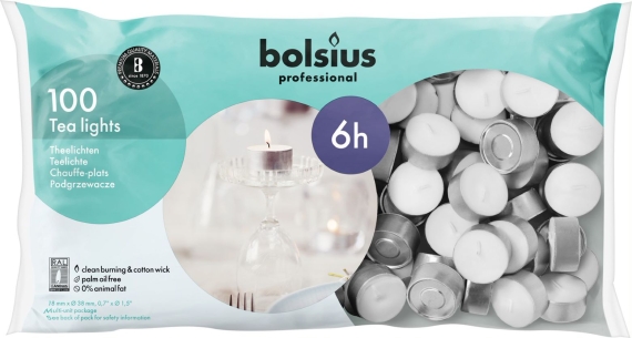 Bolsius - Theelichten - Wit - 100 stuks