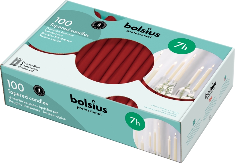Bolsius - Gotische kaarsen - Wijnrood - 100 stuks