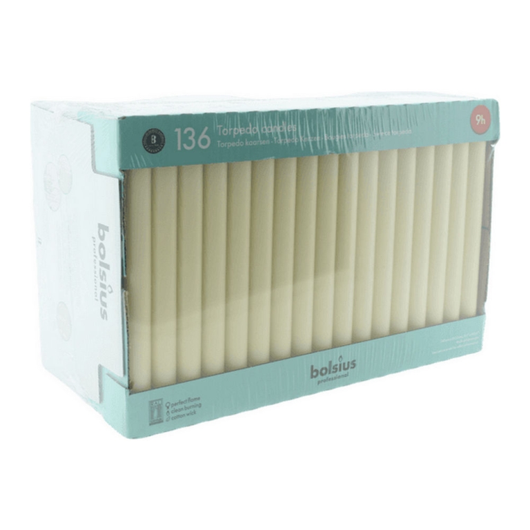 Bolsius - Gouda Torpedokaarsen - Ivoor - 136 stuks